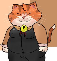  age_difference anthro bell bell_collar cat_tail clothing collar domestic_cat felid feline felis hi_res jingle_bell jingle_bell_collar male mammal older_male overweight overweight_male raymond_(ugly-rat15508) solo ugly-rat15508 