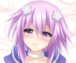  blush choker collarbone commentary_request crying d-pad d-pad_hair_ornament female hair_ornament happy hood hood_down hoodie looking_at_viewer momijizuki_luna neptune_(neptunia) neptune_(series) pink_hair portrait purple_eyes short_hair sidelocks smile solo tears 