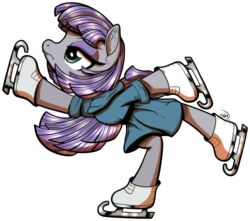  2016 absurd_res alpha_channel clothing equid equine eyeshadow female feral figure_skates friendship_is_magic frock gray-day hair hasbro hi_res horse ice_skates makeup mammal maud_pie_(mlp) my_little_pony pony purple_hair simple_background solo transparent_background 