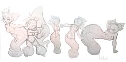  apode breasts draconcopode duo female genie gunmouth hair human legless mammal monochrome monster_girl_(genre) naga non-mammal_breasts nude ponytail reptile scalie serpentine shantae shantae:_half-genie_hero shantae_(series) snake tuki_(shantae) twintails wayforward wide_hips 