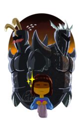  2:3 alpha_channel armor blush dragon frisk_(undertale) group hi_res human lagomorph leporid mammal mythological_creature mythological_scalie mythology pdubbsquared rabbit rg01_(undertale) rg02_(undertale) scalie trio undertale undertale_(series) 