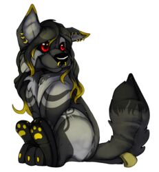  2017 alpha_channel canid canine canis deity demon facial_piercing female feral fur hair mammal piercing plushie saiya_darkfire simple_background solo sonna transparent_background wolf 