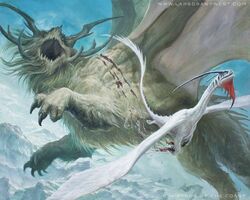  5:4 antlers attack blood bodily_fluids claws detailed_background dragon duo feral hasbro horn lars_grant-west magic:_the_gathering mythological_creature mythological_scalie mythology official_art scalie tail wings wizards_of_the_coast 