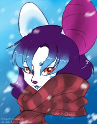  2017 anthro female keisha_makainn mammal mouse murid murine nadine rodent scarf snow snowing solo 