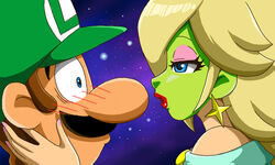  blonde_hair blue_eyes luigi nintendo princess rosalina_(mario) she_mask the_mask yoshi9288 