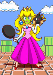  blonde_hair blue_eyes bob_omb nintendo peach princess princess_peach she_mask the_mask 