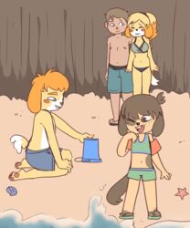  2017 5:6 ambient_sealife ambient_starfish animal_crossing anthro arm_around_shoulders asterozoan beach bikini biped blonde_hair blue_eyes blush breasts brown_eyes canid canine canis closed_eyes clothed clothing digital_media_(artwork) domestic_dog echinoderm eyebrows family father_(lore) female freckles fur group hair hair_bun human human_on_anthro interspecies isabelle_(animal_crossing) kneeling lolicon male male/female male_on_anthro mammal marine midriff mother_(lore) multicolored_body multicolored_fur navel nintendo open_mouth orange_hair outside parent_(lore) rainbowsprinklesart romantic romantic_couple sand seaside shell shih_tzu smile son_(lore) standing starfish swimming_trunks swimwear teeth tongue tooth_gap topless toy_dog two_tone_body two_tone_fur villager_(animal_crossing) water water_wings white_body white_fur yellow_body yellow_fur young 