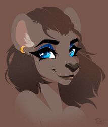  2018 bear black_nose blue_eyes brown_hair digital_media_(artwork) ear_piercing ear_ring eyebrows eyelashes hair mammal pacevanrign piercing ring_piercing solo 