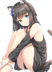  animal_ears ass dress feet heterochromia keiran_(ryo170) nekomimi no_bra skirt_lift tail 