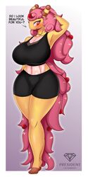  1:2 absurd_res accessory ampharos anthro big_breasts breasts clothed clothing female generation_2_pokemon hi_res huge_breasts multicolored_body nintendo pokemon pokemon_(species) pokemorph presialexander solo thick_thighs 