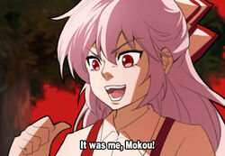  :d bow chinese_commentary commentary dio_brando english_text female fujiwara_no_mokou hairbow hand_up jojo_no_kimyou_na_bouken jokanhiyou kono_dio_da_(meme) long_hair lowres meme open_mouth outdoors parody phantom_blood pink_hair red_eyes red_sky shirt sidelocks sky smile solo too_bad!_it_was_just_me!_(meme) touhou upper_body v-shaped_eyebrows white_bow white_shirt 