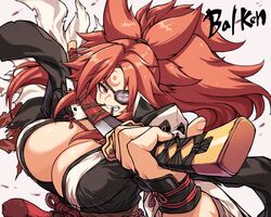  amputee bad_id bad_pixiv_id baiken big_hair black_jacket black_kimono breasts cleanerjay cleavage drawing_sword eyepatch facial_tattoo female guilty_gear guilty_gear_strive highres holding holding_sword holding_weapon jacket jacket_on_shoulders japanese_clothes kataginu katana kimono large_breasts mouth_hold multicolored_clothes multicolored_kimono one-eyed pink_hair ponytail red_eyes reverse_grip samurai sash scar sheath solo sword tattoo unsheathing weapon white_kimono 