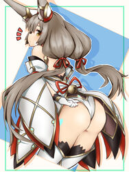  animal_ear_fluff animal_ears ass cat_girl detached_sleeves facial_mark female gloves grey_hair highena highleg highleg_leotard leotard long_hair long_sleeves looking_at_viewer nia_(blade)_(xenoblade) nia_(xenoblade) red_ribbon ribbon solo twintails very_long_hair white_gloves white_leotard xenoblade_chronicles_(series) xenoblade_chronicles_2 yellow_eyes 