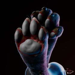  3d_(artwork) c4d cinema_4d_(artwork) clothing daytia digital_media_(artwork) feet fluffy foot_focus fur hi_res isaacjexo latex latex_clothing male pawpads paws pose posed rexouium solo vrchat ych 