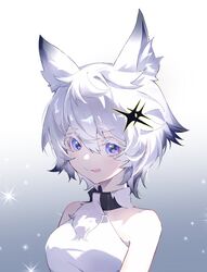  :p alchemy_stars animal_ear_fluff animal_ears bare_shoulders blue_eyes breasts cat_ears collar colored_tips female gradient_background hair_between_eyes highres jyisheng looking_at_viewer medium_breasts multicolored_hair philyshy_(alchemy_stars) philyshy_(sweet_dreams)_(alchemy_stars) short_hair sleeveless smile solo tongue tongue_out upper_body white_hair 