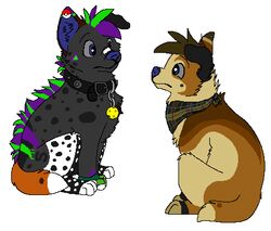  2011 aliasing ambiguous_gender black_body black_collar black_fur blue_(sebdoggo) blue_eyes blue_inner_ear blue_nose brown_body brown_fur brown_kerchief brown_neckerchief canid canine canis clothing collar digital_drawing_(artwork) digital_media_(artwork) digitigrade domestic_dog duo ear_piercing eye_contact eyebrows feral fingerless_gloves flat_colors fur gloves green_body green_fur grey_body grey_fur grey_sclera handwear head_tuft herding_dog inner_ear_fluff kerchief looking_at_another low_res mammal microsoft_paint_(artwork) mixed_breed neckerchief nintendo number number_markings one_ear_up past_meets_present pastoral_dog pattern_kerchief pattern_neckerchief paws piercing plaid_kerchief plaid_neckerchief pokeball pokeball_ear_piercing pokemon purple_body purple_fur sebdoggo simple_background sitting snout sparklefur square_crossover tail tan_body tan_fur tuft welsh_corgi white_background white_body white_fur 