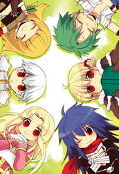  3boys 3girls armband armor arrow_(projectile) assassin_cross_(ragnarok_online) bad_id bad_pixiv_id black_gloves black_shirt black_shorts blonde_hair blue_hair blue_pants blunt_bangs book breastplate brown_cape brown_gloves brown_shirt brown_shorts cape cecil_damon closed_eyes closed_mouth commentary_request crop_top cross double_bun dress eremes_guile fingerless_gloves fur-trimmed_cape fur-trimmed_gloves fur-trimmed_shirt fur_trim gloves green_hair hair_bun high_priest_(ragnarok_online) high_wizard_(ragnarok_online) holding holding_book howard_alt-eisen juliet_sleeves kathryne_keyron long_hair long_sleeves looking_at_viewer lord_knight_(ragnarok_online) margaretha_sorin medium_hair midriff multiple_boys multiple_girls navel nozomu144 one_eye_closed open_clothes open_mouth open_shirt pants pauldrons puffy_sleeves ragnarok_online red_dress red_eyes red_scarf sash scarf seyren_windsor shirt short_hair shorts shoulder_armor sleeping sleeveless sleeveless_shirt smile sniper_(ragnarok_online) suspenders torn_clothes torn_shirt two-tone_dress two-tone_shirt two-tone_shorts upper_body vambraces white_dress white_hair white_sash white_shirt whitesmith_(ragnarok_online) 