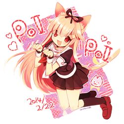  :3 animal_ears artist_name bad_id bad_pixiv_id cat_ears cat_tail catchphrase dated female fingerless_gloves gloves hair_flaps hair_ribbon heart kantai_collection kemonomimi_mode long_hair looking_at_viewer natsumi_(natumi06) oerba_yun_fang open_mouth paw_pose pink_hair poi red_eyes ribbon solo tail twitter_username yuudachi_(kancolle) yuudachi_kai_ni_(kancolle) 