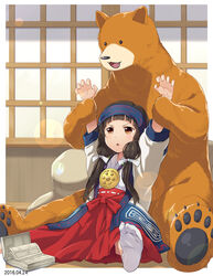  92kuni92 amayadori_machi bear feet female japanese_clothes kumamiko natsu_(kumamiko) no_shoes sitting socks 