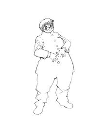  1boy fat glasses line_art obese school_outfit solo tanuma_yuuichirou 