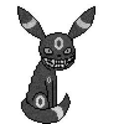  1:1 alpha_channel ambiguous_gender creepy creepy_smile curled_tail digital_media_(artwork) eeveelution fangs fangs_bared generation_2_pokemon looking_at_viewer low_res monochrome n8 nintendo off_(game) pablo_(off) pixel_(artwork) pokemon pokemon_(species) simple_background smile smiling_at_viewer solo tail teeth transparent_background umbreon 