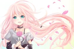  ahoge ai_(blacktea_milk) bad_id bad_pixiv_id bare_shoulders blonde_hair blue_eyes braid choker female flower gradient_hair ia_(vocaloid) long_hair looking_at_viewer multicolored_hair off_shoulder open_mouth petals pink_hair smile solo twin_braids very_long_hair vocaloid 