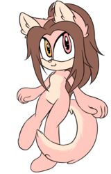  :3 anthro black_background brown_hair chinchilla chinchillid cinnamon_(sinamuna) freckles fur hair heterochromia mammal pink_body pink_eyes pink_fur ponytail rodent sega simple_background sinamuna solo sonic_the_hedgehog_(series) yellow_eyes 