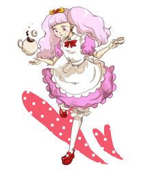  apron bloomers commentary_request dress female go!_princess_precure maid mao_(gftower) mary_janes pantyhose personification pink_hair precure puff_(go!_princess_precure) puff_(go!_princess_precure)_(human) shoes solo underwear white_bloomers white_pantyhose 