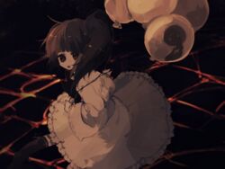  alice_(deemo) brown_hair deemo deemo_(character) dress female looking_at_viewer lunch_(lunchicken) protected_link recollections_(deemo) solo 