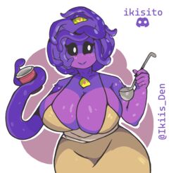  absurd_res alpha_channel big_breasts breasts female hair hi_res huge_breasts huge_thighs humanoid ikiis monster_prom purple_body purple_hair solo tentacle thick_thighs zoe_z&#039;gord 