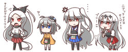  &gt;:( ... 4girls :3 abyssal_ship aircraft_carrier_princess aircraft_carrier_water_oni anger_vein armored_aircraft_carrier_princess blue_eyes blush chibi commentary cosplay feiton frown highres hiryuu_(kancolle) hiryuu_(kancolle)_(cosplay) kaga_(kancolle) kaga_(kancolle)_(cosplay) kantai_collection long_hair multiple_girls muneate red_eyes shaded_face shoukaku_(kancolle) shoukaku_(kancolle)_(cosplay) side_ponytail taihou_(kancolle) taihou_(kancolle)_(cosplay) translated v-shaped_eyebrows very_long_hair white_hair wo-class_aircraft_carrier 