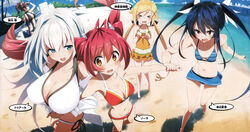  &gt;_&lt; 5girls :d :o absurdres age_difference angry antenna_hair arm_up armpits bare_shoulders barefoot beach bikini bikini_skirt black_bikini black_hair blonde_hair blue_bikini blue_eyes bow bow_bikini breast_envy breasts brown_hair building character_name choker cleavage clenched_hand closed_eyes cloud collarbone cooler cross-laced_clothes day embarrassed flat_chest floating_hair frilled_bikini frilled_skirt frills from_above genderswap_(mtf) hair_between_eyes hair_ornament hair_ribbon hairband hairclip highres holding holding_another&#039;s_wrist jealous kasuga_ayumu_(haruhipo) lab_coat large_breasts locked_arms long_hair looking_afar looking_at_another low_twintails midriff multiple_girls naughty_face navel novel_illustration ocean off_shoulder official_art open_clothes open_mouth orange_bikini orange_eyes ore_twintail_ni_narimasu outdoors outstretched_arms palm_tree photoshop_(medium) polka_dot polka_dot_bikini polka_dot_swimsuit red_bikini red_eyes red_hair ribbon rule_63 sakuragawa_mikoto scan shading_eyes shadow shindou_erina short_hair short_twintails side-tie_bikini_bottom sidelocks skirt sky slingshot_swimsuit small_breasts smile solar_metca speech_bubble spread_arms standing striped_bikini striped_clothes swimsuit tankini translated tree tsube_aika twintails twoearle very_long_hair water white_bikini white_hair yellow_eyes 