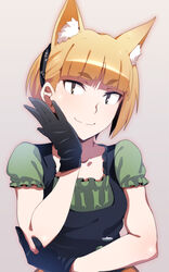  animal_ears blonde_hair cat_ears em extra_ears female gloves highres kuraishi_tanpopo looking_at_viewer smile witch_craft_works yellow_eyes 