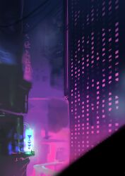  absurd_res city cityscape convolute futuristic hi_res neon_lights outside 