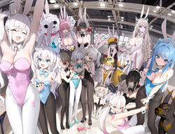  &lt;|&gt;_&lt;|&gt; 6+girls ^_^ admi_(nikke) alice_(nikke) all_fours alternate_costume animal_ears annotated aqua_bow aqua_bowtie aqua_leotard armpits arms_up bare_shoulders belorta_(nikke) biscuit_(nikke) black_bow black_bowtie black_leotard black_necktie black_pantyhose blue_bow blue_bowtie blue_eyes blue_leotard bow bowtie breasts canine chime_(nikke) cleavage closed_eyes closed_mouth creator_connection crown_(nikke) dduck_kong detached_collar extra_ears fake_animal_ears food goddess_of_victory:_nikke grey_hair hair_ornament hard_hat helmet high_heels highleg highleg_leotard highres holding holding_ice_cream_cone ice_cream ice_cream_cone ice_cream_cone_spill indoors jackal_(nikke) large_breasts leona_(nikke) leotard lion liter_(nikke) looking_at_another looking_down milk_(nikke) multiple_girls multiple_views n102_(nikke) necktie non-humanoid_robot open_mouth pantyhose pink_bow pink_bowtie pink_hair pink_leotard pink_necktie playboy_bunny rabbit_ears red_eyes robot robot_animal robot_dog sakura_(nikke) shifty_(nikke) signal_(nikke) slippers smile standing timi_(nikke) twintails volt_(nikke) white_bow white_hair white_leotard white_pantyhose white_wrist_cuffs wrist_cuffs yellow_bow yellow_bowtie yellow_leotard 