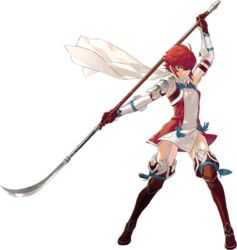  female fire_emblem fire_emblem_if hinoka_(fire_emblem_if) official_art red_eyes red_hair short_hair simple_background weapon wide_hips 