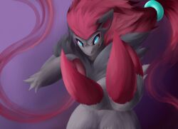  absurd_res ambiguous_gender anthro claws fur generation_5_pokemon hair hi_res lonewolffl mammal nintendo pokemon pokemon_(species) simple_background solo zoroark 