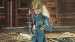  3d animated animated blonde_hair breasts gun metroid nintendo preparing samus_aran super_smash_bros. weapon zero_suit 