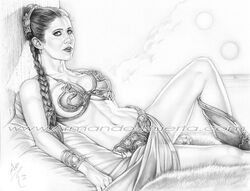  1girls 2014 actress armando_huerta braid breasts busty carrie_fisher celebrity cleavage female greyscale loincloth metal_bikini monochrome princess_leia_organa return_of_the_jedi royalty sketch slave_bikini slave_leia star_wars tagme url voluptuous watermark 