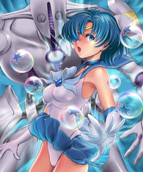  :o armpits bare_shoulders bishoujo_senshi_sailor_moon blue_bow blue_choker blue_eyes blue_hair blue_sailor_collar bow brooch bubble choker circlet clothes_lift colored_eyelashes commentary_request cowboy_shot crossover earrings elbow_gloves female foreshortening from_side gem gloves hair_over_one_eye jewelry jojo_no_kimyou_na_bouken jojolion leotard lipstick looking_at_viewer magical_girl makeup miniskirt mizuno_ami open_mouth pleated_skirt sailor_collar sailor_collar_lift sailor_mercury sailor_senshi_uniform shabon_spray short_hair skirt skirt_lift soft_&amp;_wet sonota_taisei stand_(jojo) star_(symbol) surprised white_gloves wind wind_lift 