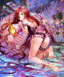  77gl absurdly_long_hair anklet anna_(granblue_fantasy) arm_garter ass bad_id bad_pixiv_id barefoot blush bridal_garter candle cat_hair_ornament feet female full_body granblue_fantasy hair_ornament hair_over_one_eye jewelry long_hair looking_at_viewer one-piece_swimsuit open_mouth photoshop_(medium) red_hair soles solo stuffed_animal stuffed_cat stuffed_toy swimsuit tears umbrella very_long_hair 