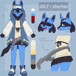  1:1 anthro arc_system_works ariixon bridget cosplay crossover crossover_cosplay fan_character female generation_4_pokemon guilty_gear guilty_gear_strive hi_res j0lt lucario model_sheet nintendo pokemon pokemon_(species) trans_(lore) trans_woman_(lore) 