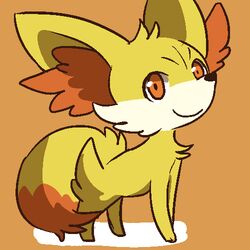  1:1 2014 ambiguous_gender anthro fennekin fur generation_6_pokemon happy kuzugitsune low_res nintendo orange_background orange_eyes pokemon pokemon_(species) simple_background solo tail yellow_body yellow_fur 