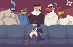  accipitrid accipitriform angry_birds animal_crossing anthro avian bald_eagle belly bird chicken clothed clothing columbid dodo eagle earmuffs extinct eyewear falcon falconid foghorn_leghorn furniture galliform gallus_(genus) glasses group hat headgear headwear hi_res horace_(skullgirls) leghorn_chicken looney_tunes male mangawoof meme mighty_eagle nintendo nipples overweight overweight_male pelecaniform pelican penn_(tloz) phasianid piper_perri_surrounded ramphastos recently_extinct_species rito rovio_entertainment sea_eagle sega sitting skullgirls sofa sunglasses the_legend_of_zelda toco_toucan topless toucan warner_brothers wilbur_(animal_crossing) 