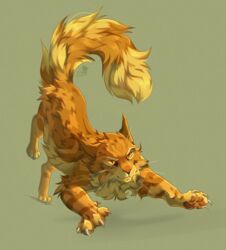  ambiguous_gender claws domestic_cat felid feline felis feral fur lionblaze_(warriors) male_(lore) mammal solo warriors_(book_series) wilddustt yellow_body yellow_eyes yellow_fur 