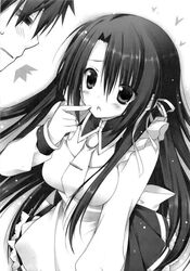  apron fianna_ray_ordesia heart kazehaya_kamito monochrome seirei_tsukai_no_blade_dance shock surprised 