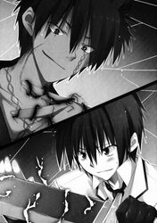  dark_skin glove jio_inzagi kazehaya_kamito monochrome seirei_tsukai_no_blade_dance sword v 