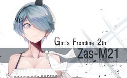  ahoge alternate_costume bad_id bad_pixiv_id blue_hair blush character_name cizzi collarbone commentary_request crown dress female girls&#039;_frontline hair_ornament hairband hairclip jewelry korean_commentary light_smile looking_at_viewer mini_crown official_alternate_costume orange_eyes ring short_hair upper_body wedding_ring white_dress white_legwear zas_m21_(girls&#039;_frontline) zas_m21_(white_queen)_(girls&#039;_frontline) 