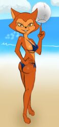  anthro ball ball_on_finger beach bikini clothing cloud detailed_background domestic_cat felid feline felis female mammal metalslayer outside pamela_bondani patrol_03 sand sea seaside sky solo sport swimwear volleyball_(ball) water 