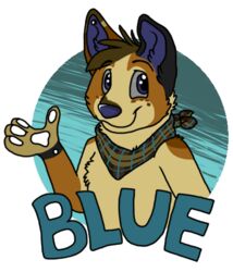  2012 adobe_photoshop_(artwork) alpha_channel ambiguous_gender anthro badge black_body black_fur blue_(sebdoggo) blue_eyes blue_inner_ear blue_nose blue_text brown_body brown_fur canid canine canis character_name conbadge digital_drawing_(artwork) digital_media_(artwork) domestic_dog eyebrows flat_colors freckles fur grey_sclera handpaw head_tuft herding_dog kerchief kerchief_only low_res mammal mixed_breed mostly_nude neckerchief neckerchief_only outline pastoral_dog pattern_kerchief pattern_neckerchief pawpads paws plaid_kerchief plaid_neckerchief sebdoggo smile solo tan_body tan_fur text tuft welsh_corgi white_outline white_pawpads 